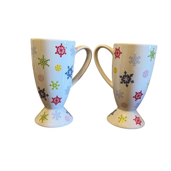 Whittard Of Chelsea Patterned Snowflake Latte Mugs Set Of 2 7 Inches Tall - Picture 2 of 7